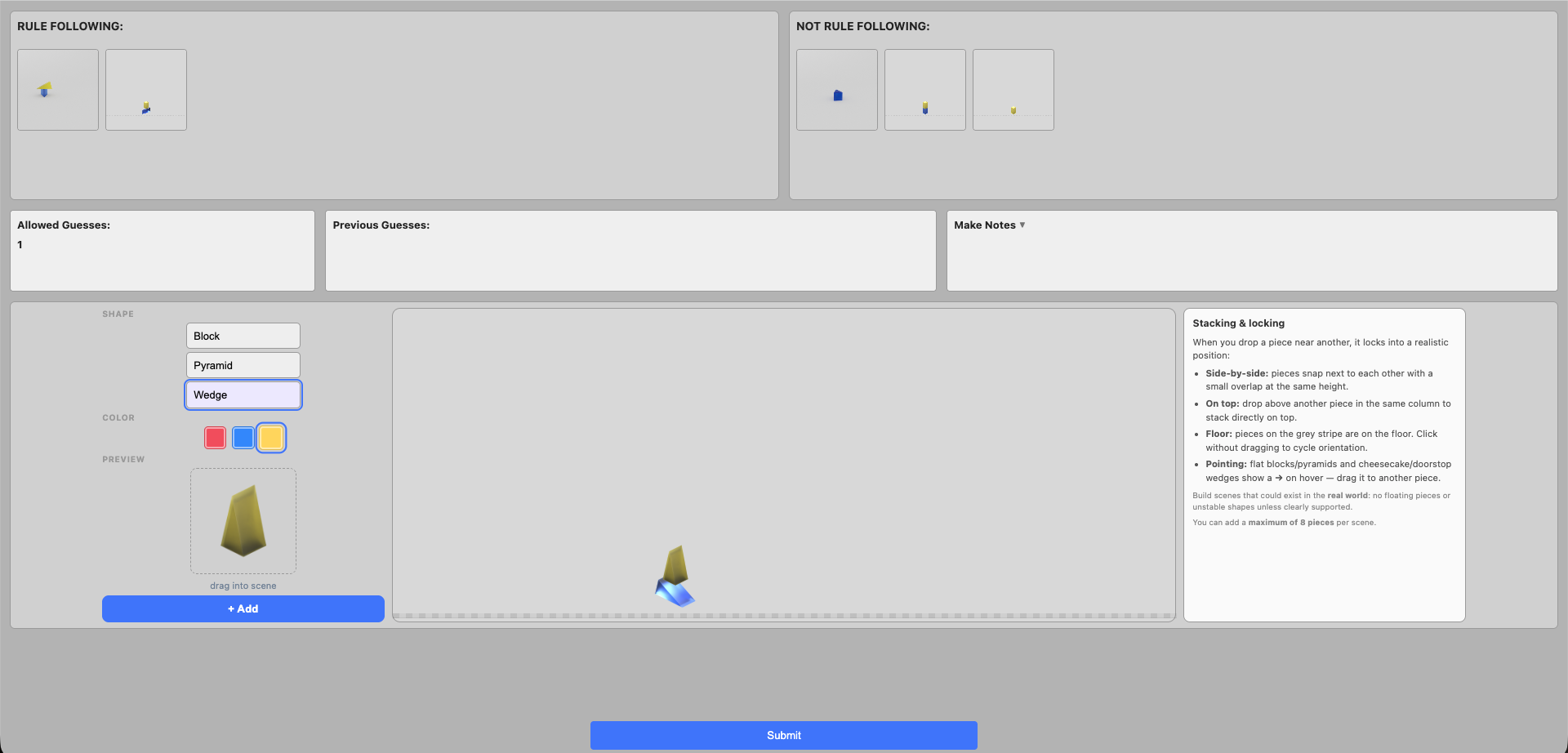 Frontend: proposing an experimental scene.